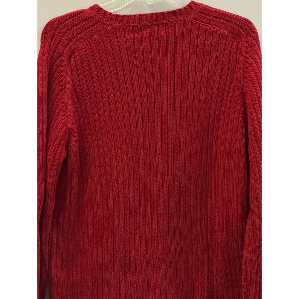 Vintage Polo Jeans Co Ralph Lauren Sweater Mens Large Red Ribbed Cotton Crewneck - Picture 4 of 11